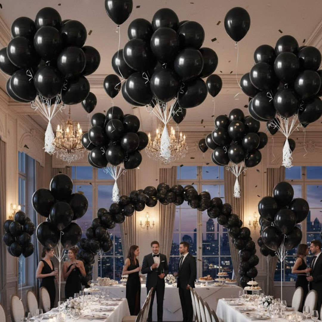Black Latex Balloons 10" - 20PC