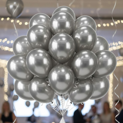 Metallic Silver Latex Balloons 10" - 20PC