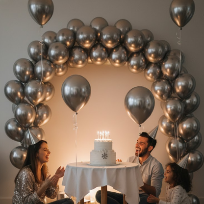 Metallic Silver Latex Balloons 10" - 20PC