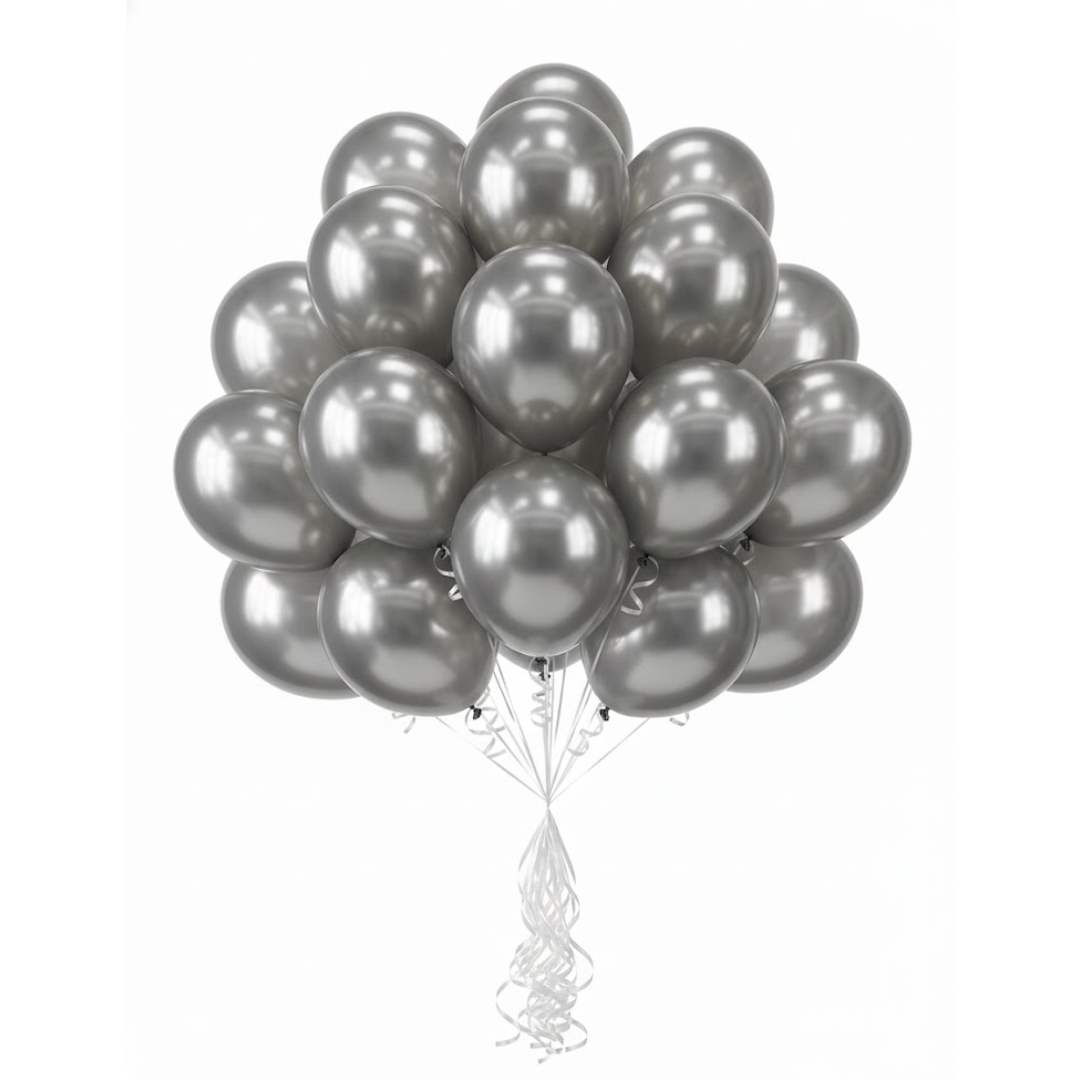Metallic Silver Latex Balloons 10" - 20PC