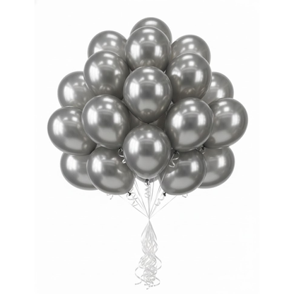 Metallic Silver Latex Balloons 10" - 20PC