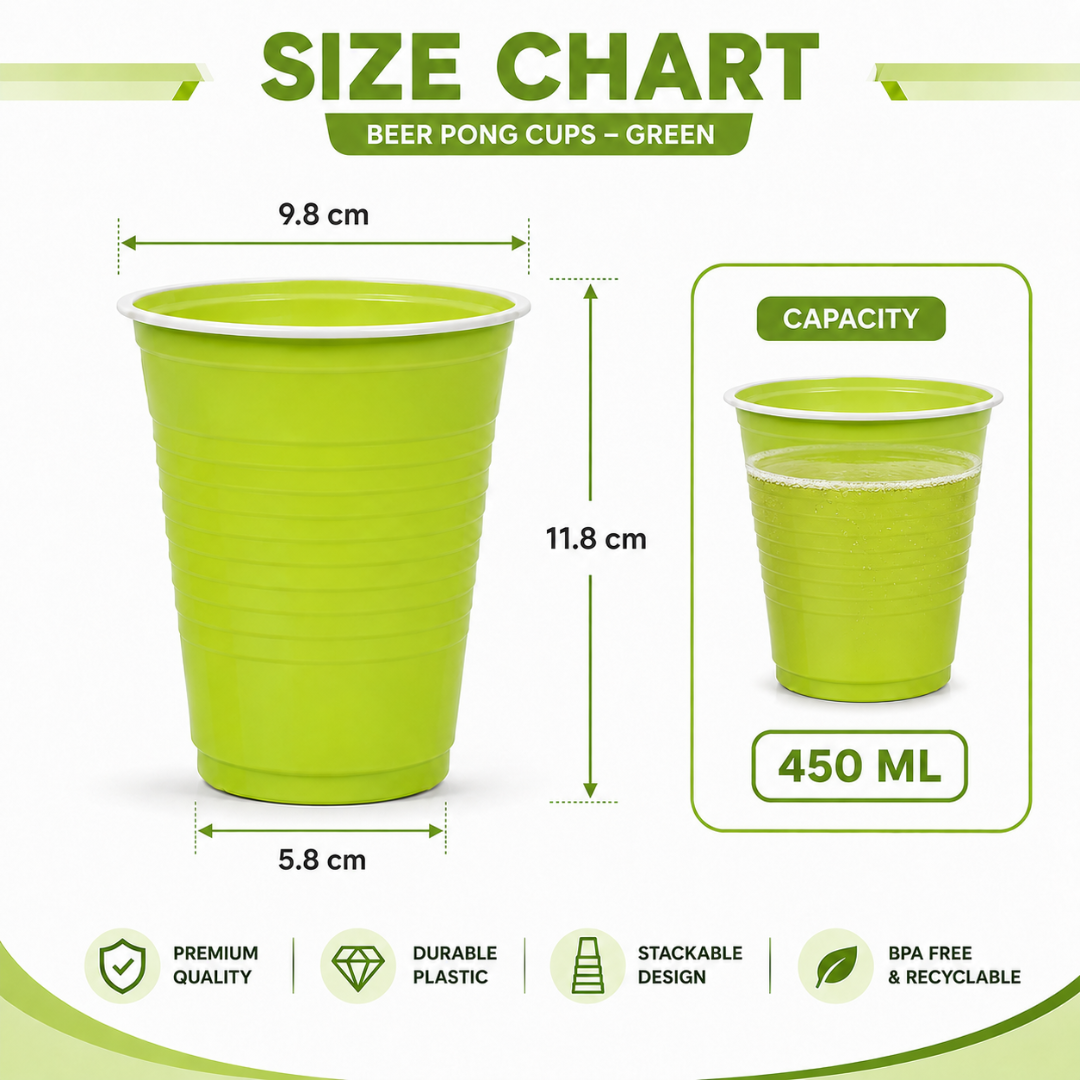Beer Pong Cups Green - 20PC