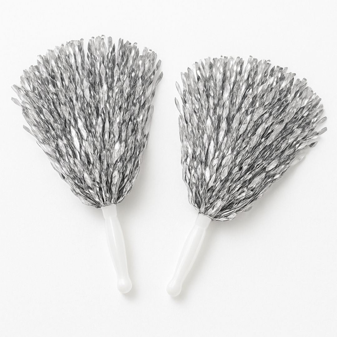 Cheerleader Pom Poms Silver