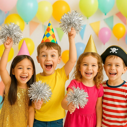 Cheerleader Pom Poms Silver