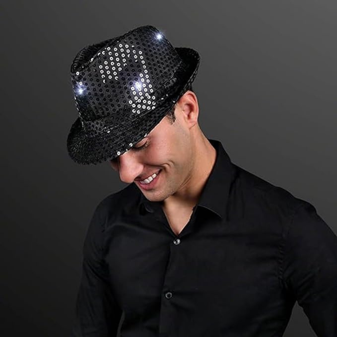 Black Sequin Hat - Unisex Kids/Adults One Size Fits All