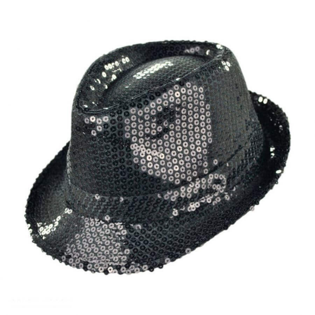 Black Sequin Hat - Unisex Kids/Adults One Size Fits All