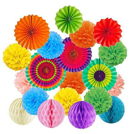 Mexican Fiesta Paper Fans - 6PC