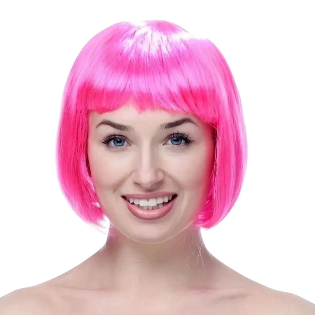 Pink Bob Wig / Short Blunt Wig Pink - 1PC