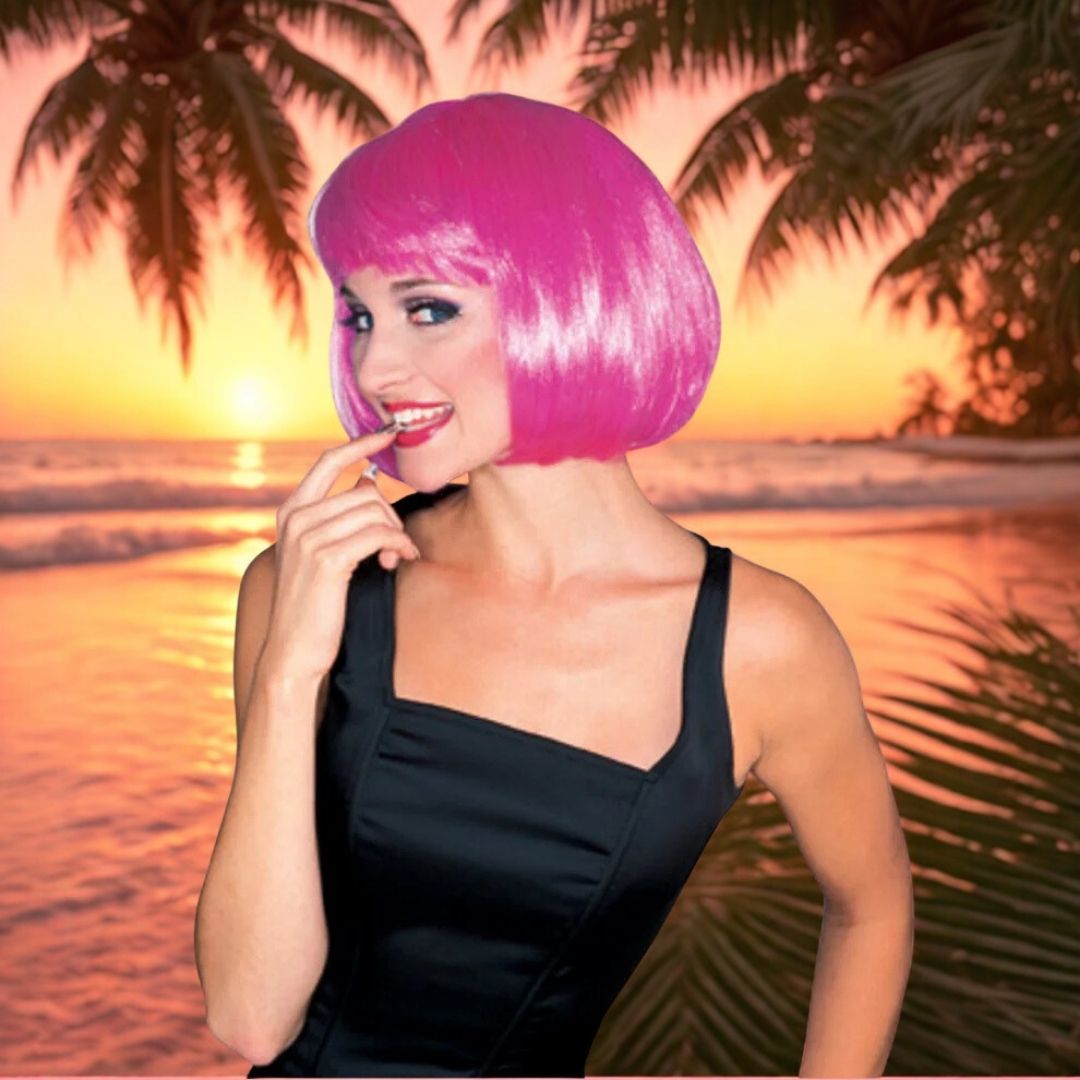 Pink Bob Wig / Short Blunt Wig Pink - 1PC