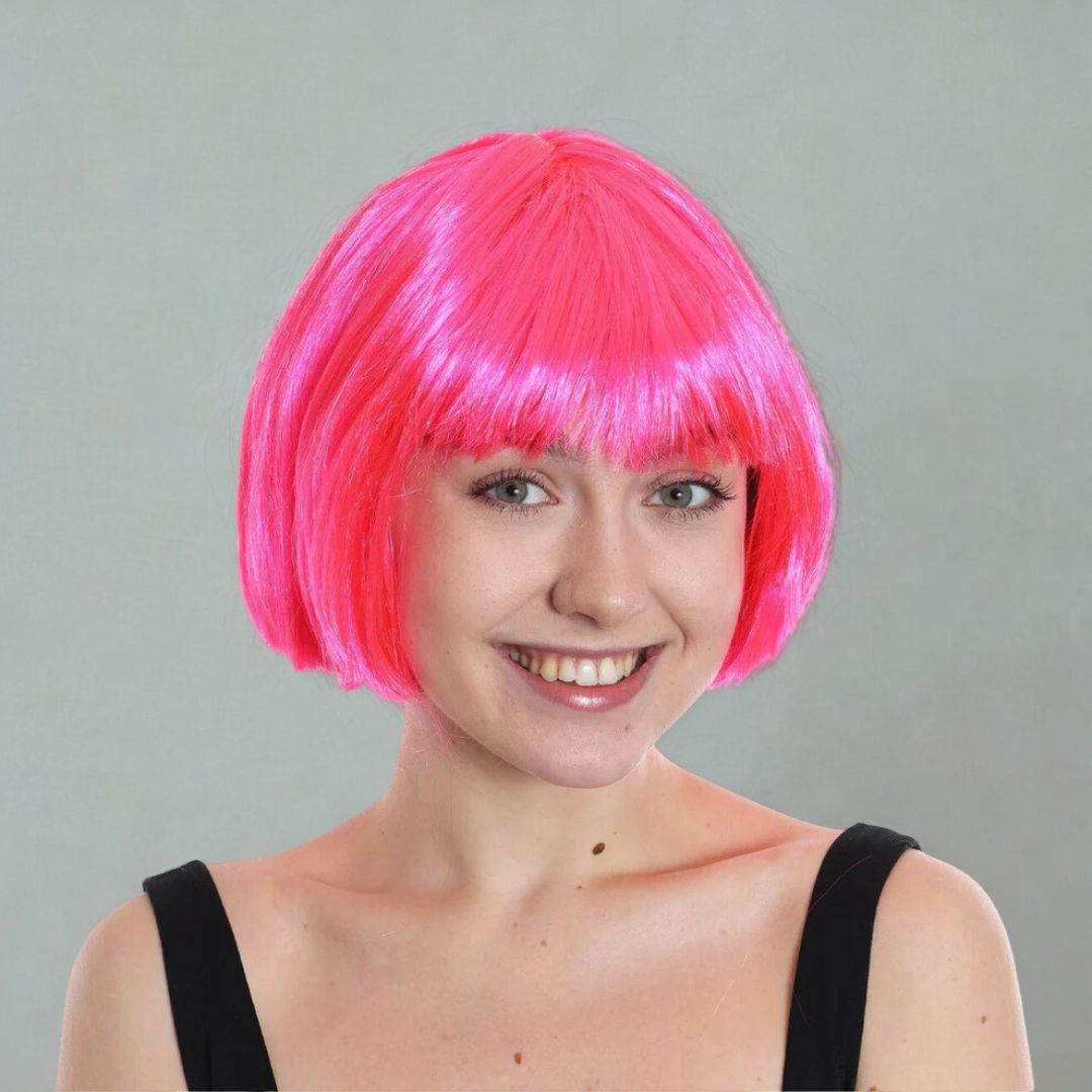 Pink Bob Wig / Short Blunt Wig Pink - 1PC
