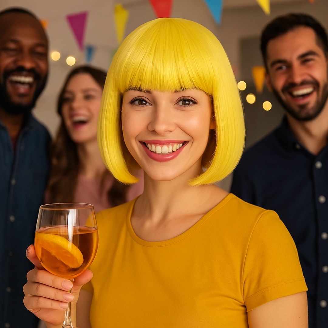 Colored Blunt Cut Wig Gold