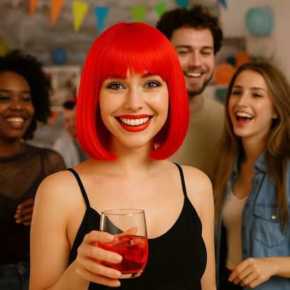 Colored Blunt Cut Wig Red