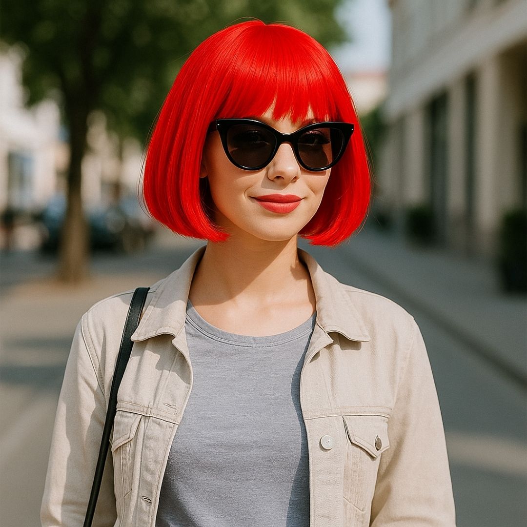 Colored Blunt Cut Wig Red