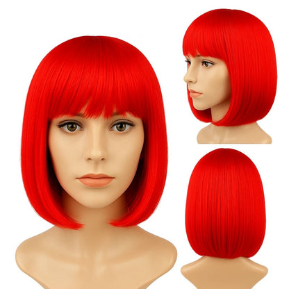 Colored Blunt Cut Wig Red