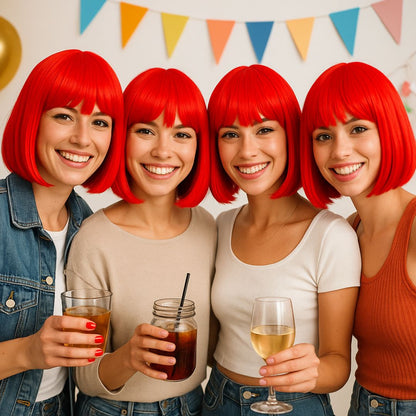 Colored Blunt Cut Wig Red