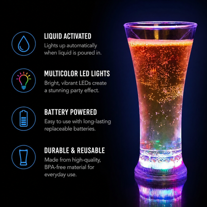 LED Liquid Activated Beer Glass – Glow in Dark Party Drink Mug