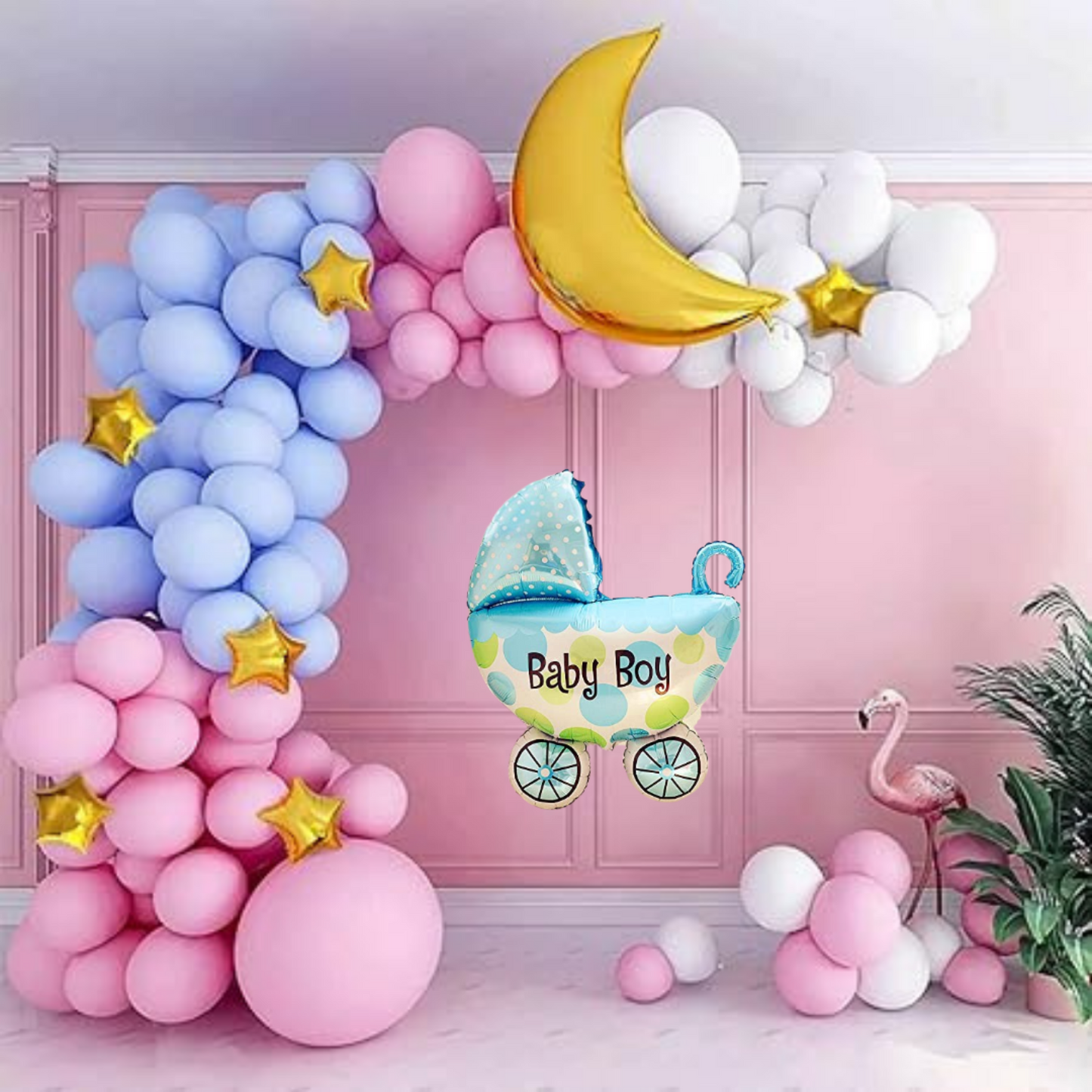 14" Baby Boy Small Balloon on Stick