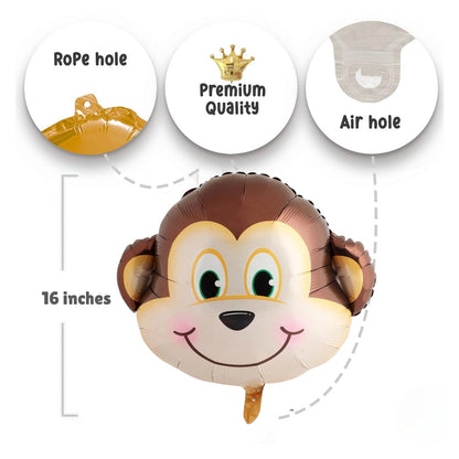 Monkey Shape Foil Balloon on Stick - Helium Quality - 16 inches - 1PC