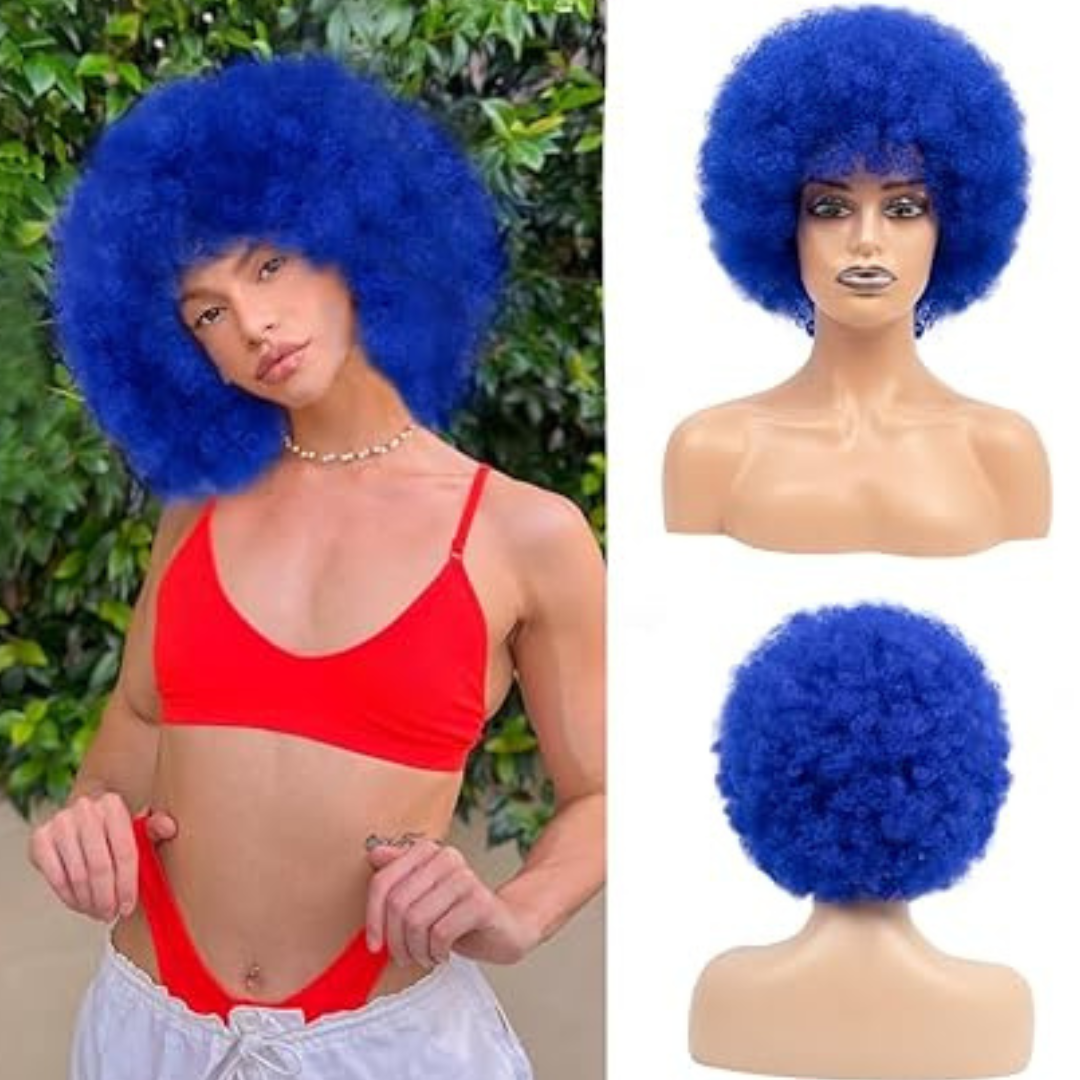 Dense Afro Wigs Blue 80 Grams Party Props for Costume Party