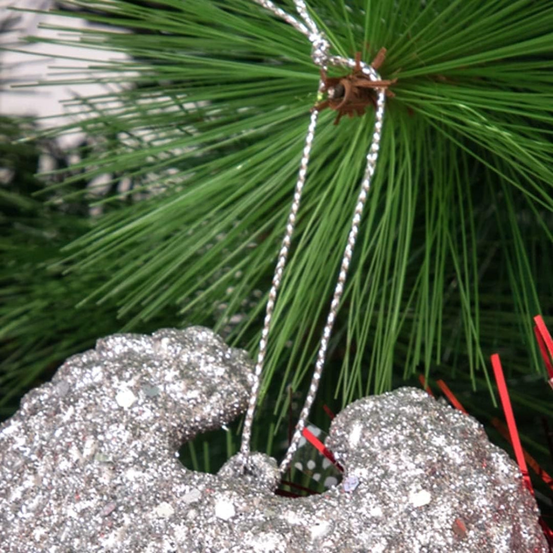 Christmas Angel Silver Wings w/ Glitter For Hanging Decor - 2PC