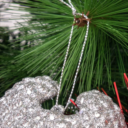 Christmas Angel Silver Wings w/ Glitter For Hanging Decor - 2PC