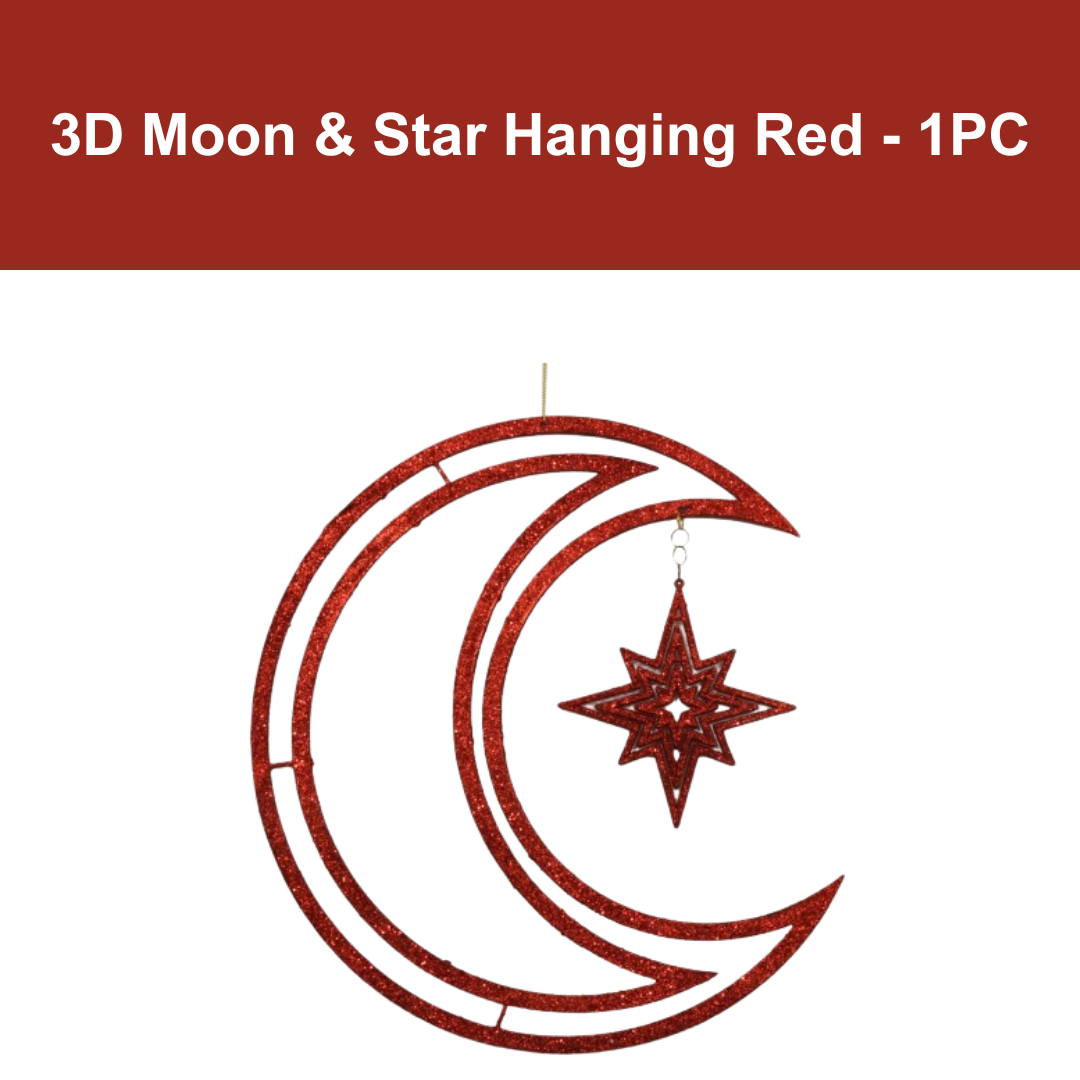 3D Star Hanging Golden & Red