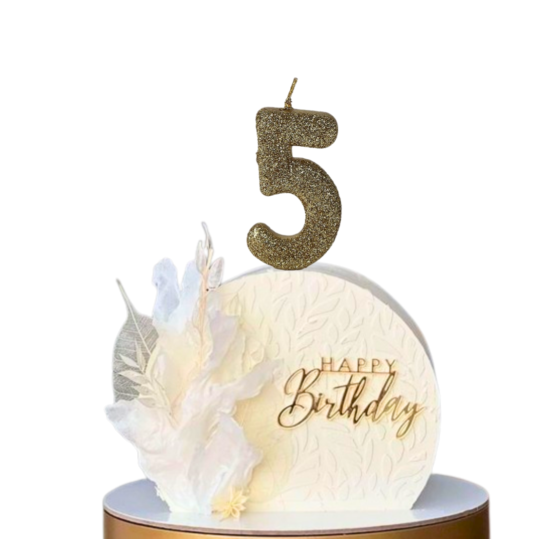 No. 5 Glitter Gold Candle