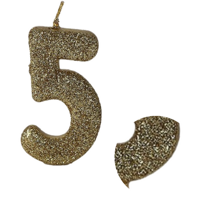 No. 5 Glitter Gold Candle