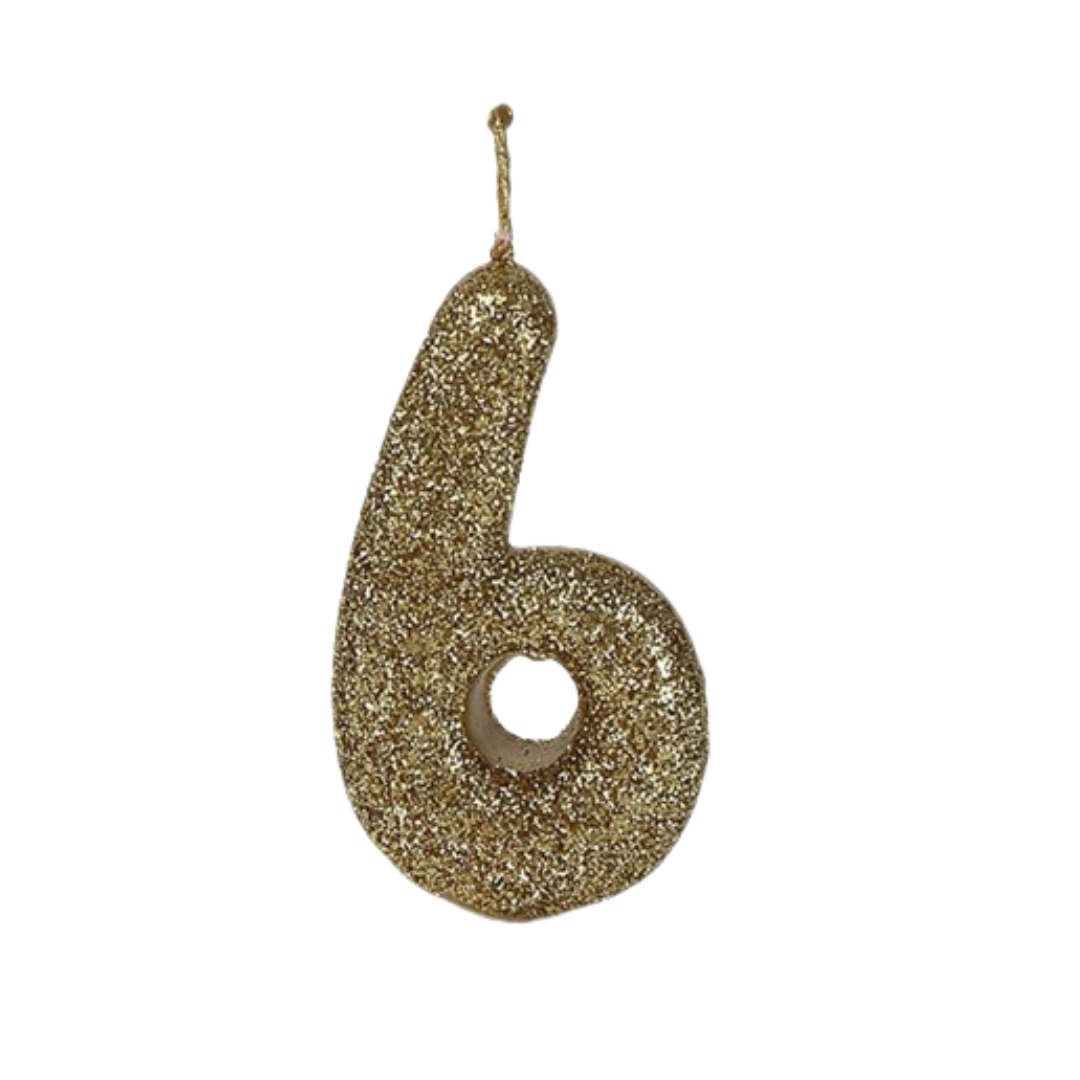 No. 6 Glitter Gold Candle