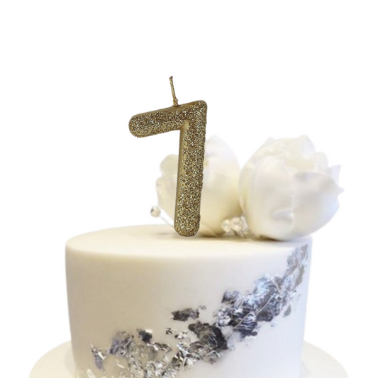 Glitter Gold Numerical Candles - 7 No Candle Glitter Gold