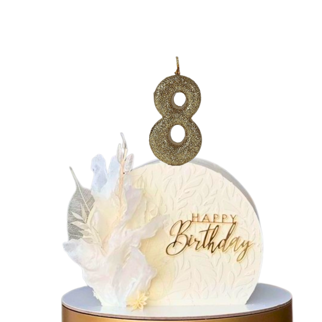 No. 8 Glitter Gold Candle