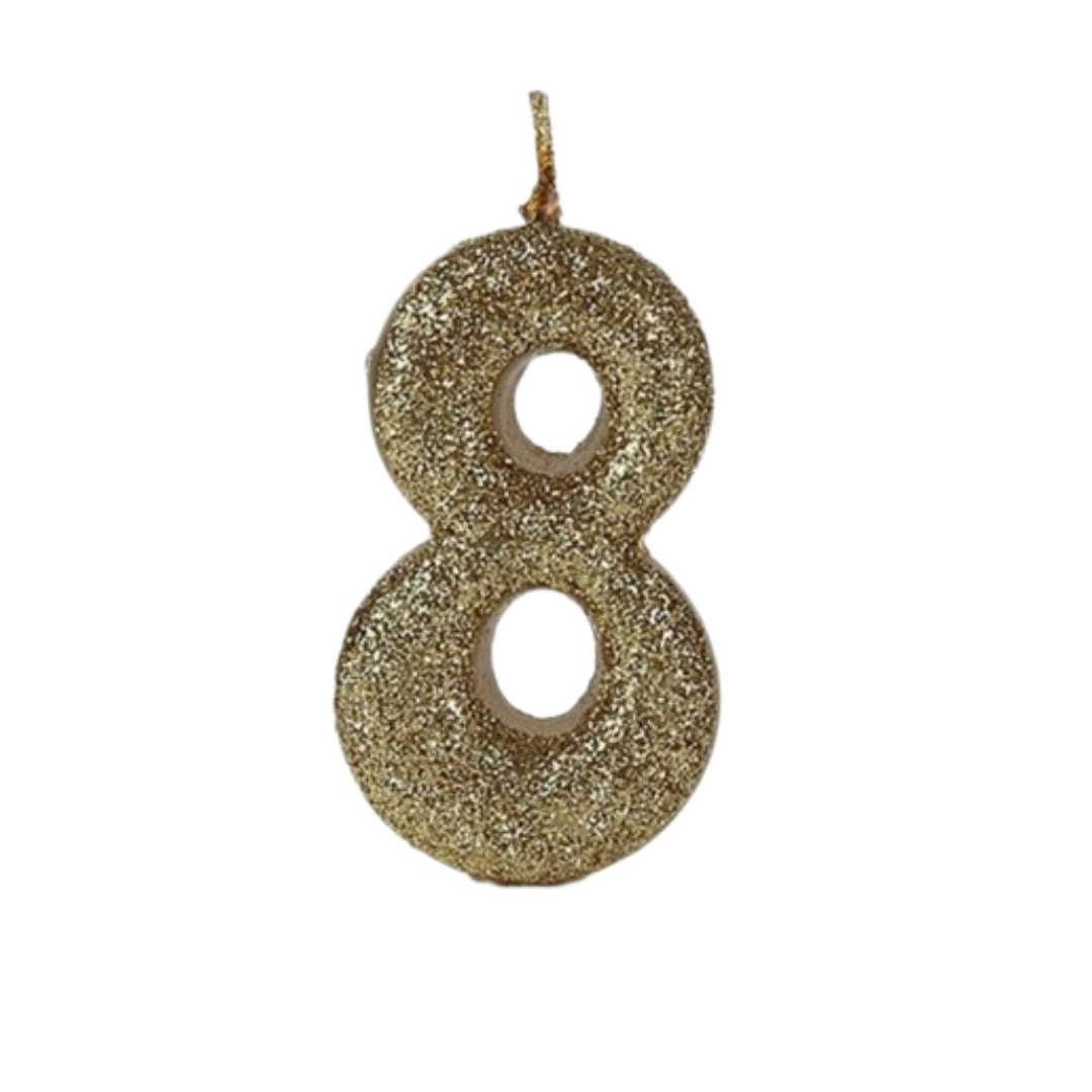 No. 8 Glitter Gold Candle