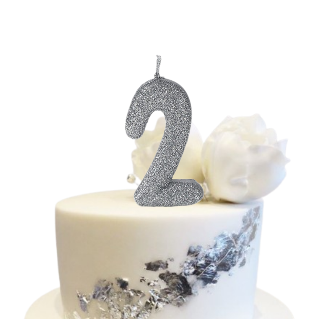 No. 2 Glitter Silver Candle