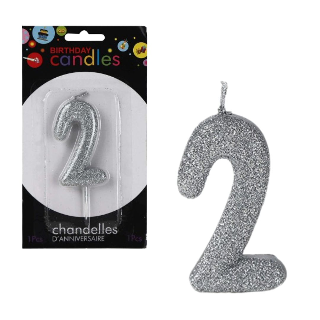 No. 2 Glitter Silver Candle