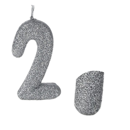 No. 2 Glitter Silver Candle