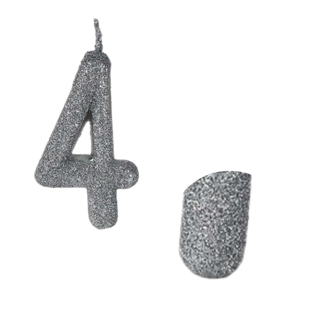 No. 4 Glitter Silver Candle