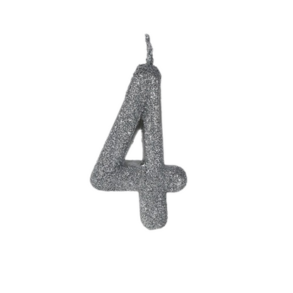 No. 4 Glitter Silver Candle