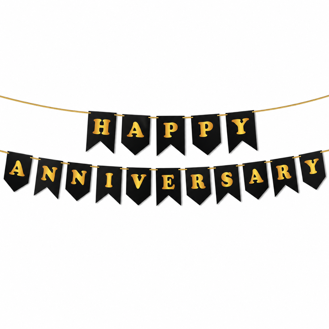 HAPPY ANNIVERSARY BLACK & GOLD
