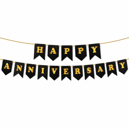 HAPPY ANNIVERSARY BLACK & GOLD