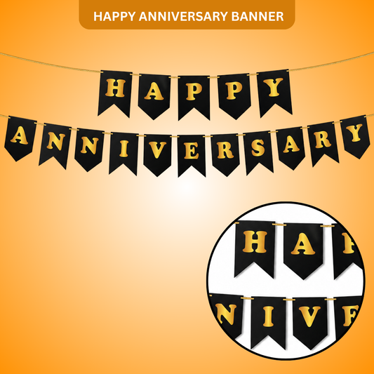 HAPPY ANNIVERSARY BLACK & GOLD