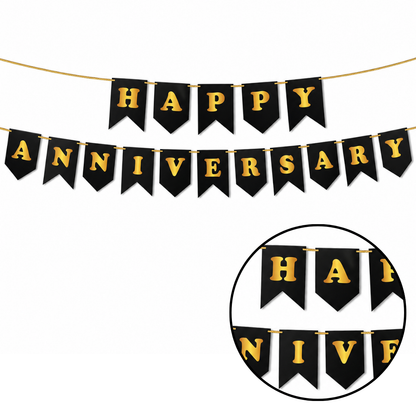 HAPPY ANNIVERSARY BLACK & GOLD