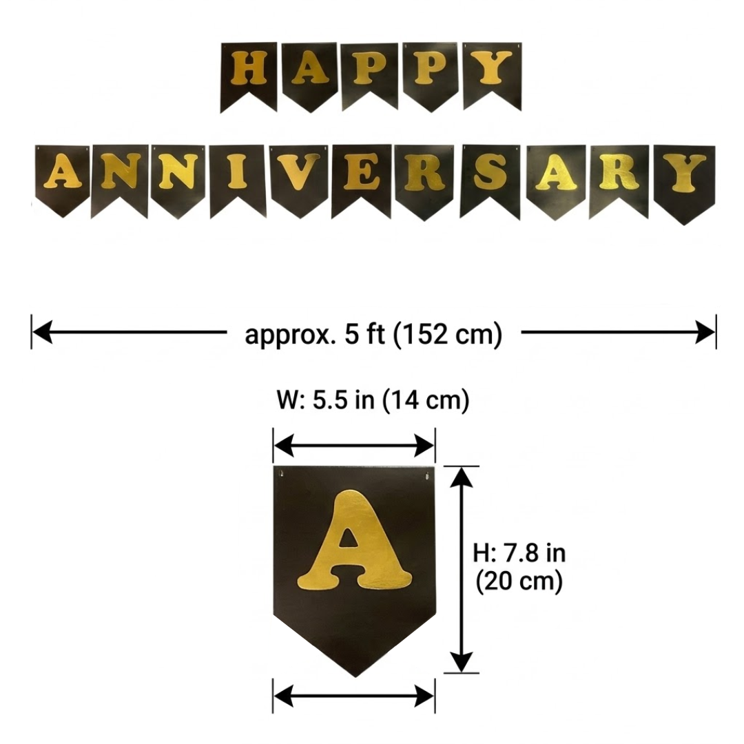 HAPPY ANNIVERSARY BLACK & GOLD