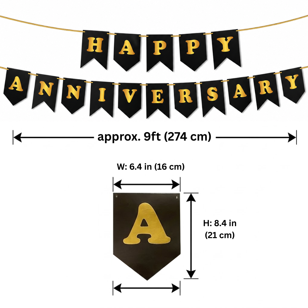 HAPPY ANNIVERSARY BLACK & GOLD