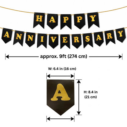 HAPPY ANNIVERSARY BLACK & GOLD
