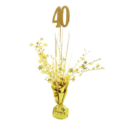 40th Birthday Centerpiece Gold