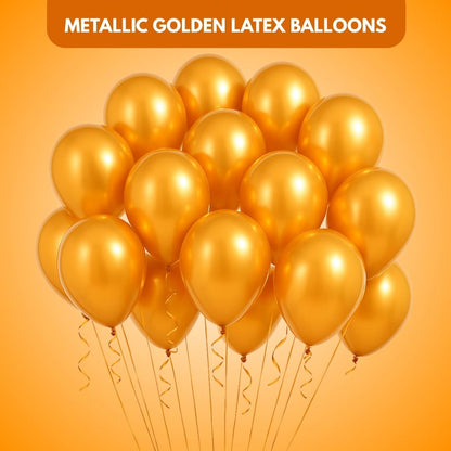 Metallic Golden Latex/Rubber Balloons - Helium Quality - 12 inches - 20PC