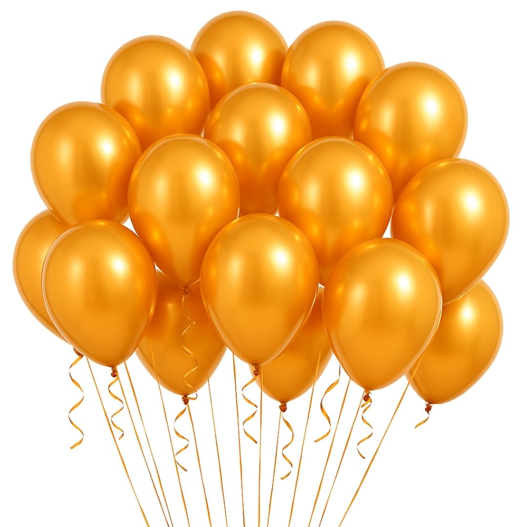 Metallic Golden Latex/Rubber Balloons - Helium Quality - 12 inches - 20PC