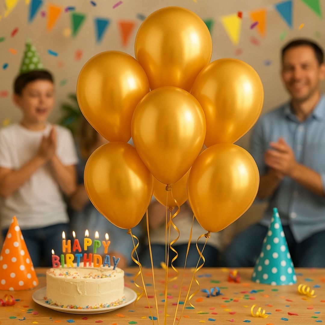 Metallic Golden Latex/Rubber Balloons - Helium Quality - 12 inches - 20PC