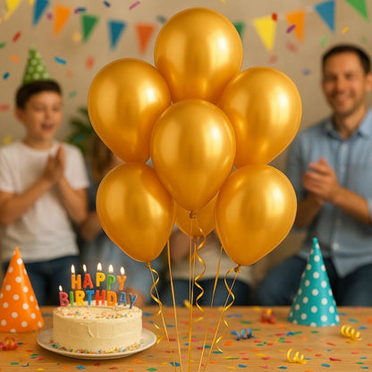 Metallic Golden Latex/Rubber Balloons - Helium Quality - 12 inches - 20PC