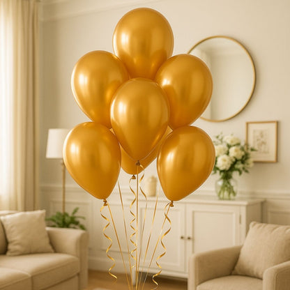 Metallic Golden Latex/Rubber Balloons - Helium Quality - 12 inches - 20PC